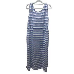 Talbots blue white striped nautical maxi dress XL